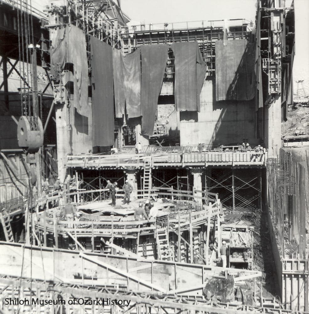 Building the turbine barrel in the powerhouse, February 1964.