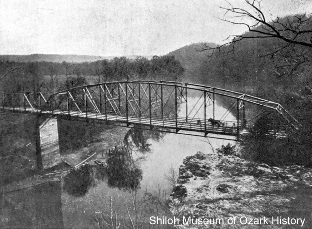 White River bridge near Rogers (Benton County, Arkansas), circa 1912. 