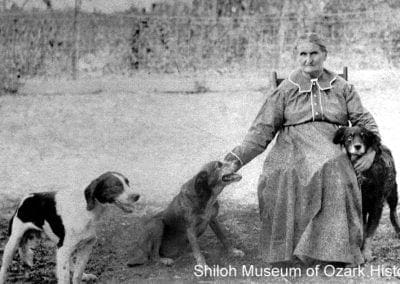 Susan Wolfe Hubbard with her dogs, Washington County, Arkansas, 1916.