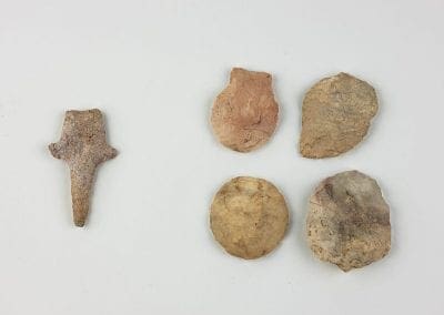 Archaic period drill (left) and scrapers, Washington County, Arkansas
