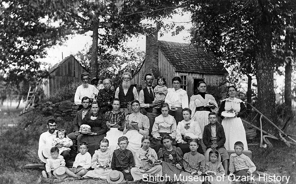 Howard family at Amos Howard home east of Springdale, Arkansas, 1891