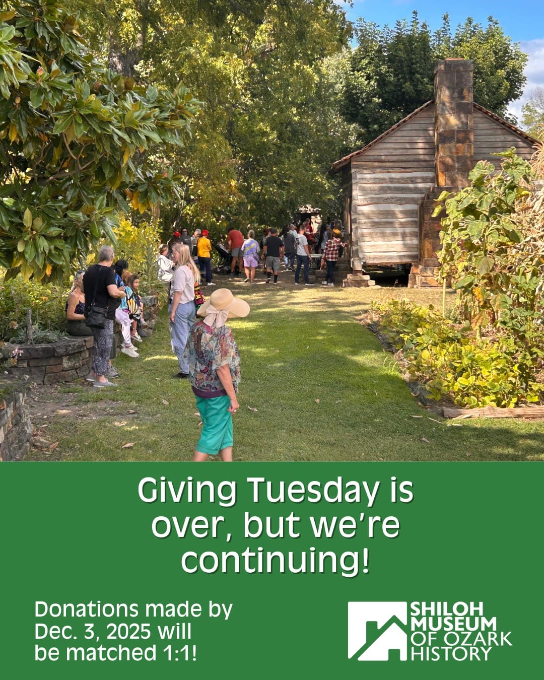 π Missed out on Giving Tuesday? Weβre extending it one more day! πππ Donations made through midnight tonight π will be matched 1:1 by the Shiloh Museum Board of Trustees!
πhttps://loom.ly/HHEnN8c
#OzarkHistory #ArkansasHistory #PreserveHistory