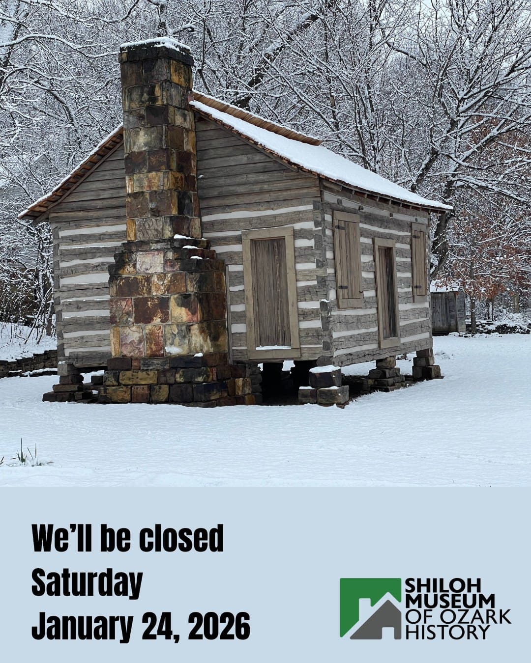 ❄️❄️❄️ The Shiloh Museum will be closed Saturday, January 24, 2026. Please stay safe and come see us when we re-open!
#ArkansasOzarks #OzarkHistory
