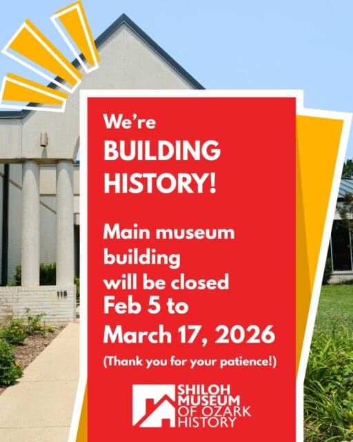 🌟 Shiloh’s main museum building is getting its first major upgrade since it was built in 1991. While we look forward to providing a better visitor experience, we will have to close the building for the next few weeks to ensure that it happens.

In the meantime, we’re presenting an online workshop on how to research the history of your home for February 25, and we will be opening the doors to the public our 1871 Shiloh Meeting Hall in early March.

Stay tuned for further details. We’re building history! 

#ArkansasOzarks #OzarkHistory #DowntownSpringdale