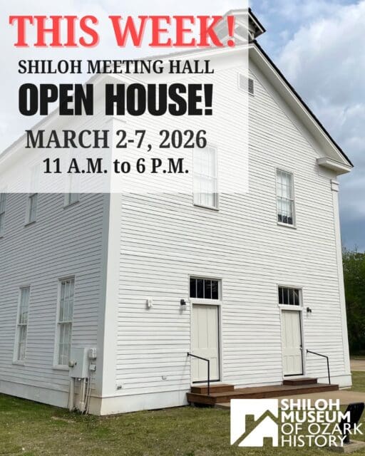 🌧️Rain isn’t stopping us from opening the 🚪🚪 doors to our Shiloh Meeting Hall, that intriguing large white 🏠 building on Springdale’s Arkansas Avenue! Just park near the east entrance (lot is at the corner of Price and Church), and it’s only a few steps to get inside!

Our open house will continue from 11 a.m. to 6 p.m.  today, Friday, and Saturday. Come see us. You might discover something “odd”!

Click link in comments!

#ShilohMeetingHall #DowntownSpringdale #ArkansasOzarks #OzarkHistory #OddFellows