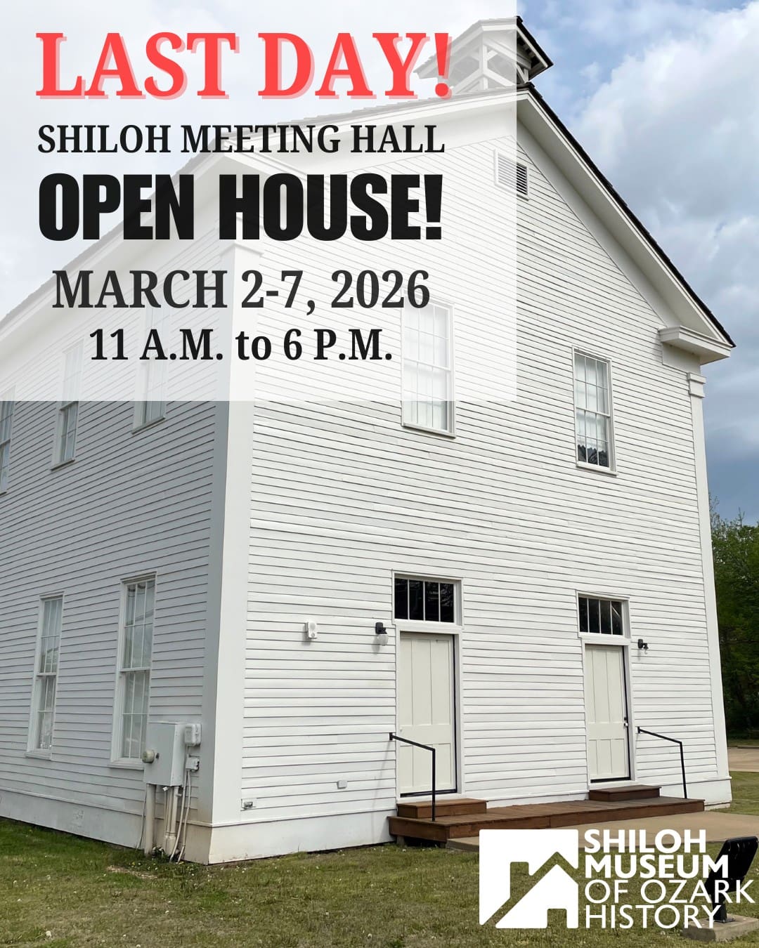 What? You still haven’t visited our Shiloh Meeting Hall open house? Don’t miss out!

✨ Explore the "hidden" second-floor museum.
✨ Discover the secret fraternal history of the Odd Fellows and Masons.
✨ Get a rare look inside a 150+ year-old Springdale landmark.

We’re open from 11 a.m. to 6 p.m. today. FREE!

Link in comments.

#DowntownSpringdale #ArkansasOzarks #OzarkHistory #OddFellows #SpringdaleAR