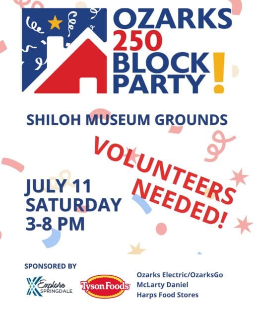 Want a free t-shirt, free snacks, and the best seat in the house? π
We need volunteers to help us bring the Ozarks 250 Block Party to life on Saturday, July 11 (3β8 PM)! Come help our community celebrate Americaβs 250th birthday with live music, dance performances, food trucks, demos, and the debut of our new exhibit, Our Changing Landscape.
The Perks: π Short, easy shifts (only 2 to 4 hours!) π Free exclusive event T-shirt πΏ Complimentary snacks to keep you fueled π An up-front seat to all the festival fun!
Whether you want to greet guests, help with activities, or be right in the middle of the action, we have a spot for you.
π Click the link in our bio to view shift times and grab your spot on the crew!
Thank you to our sponsors!
@explorespringdale @tysonfoods @ozarkselectric @ozarksgo @mclartydanielautomotive @harpsfoodstores
#ShilohMuseum #DowntownSpringdale #Ozarks250 #SpringdaleAR #OzarkHistory