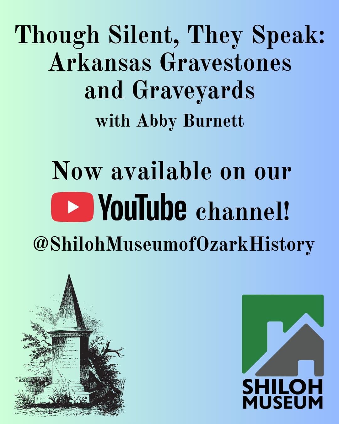 😮 Missed last month’s Not Strictly History program, Though Silent, They Speak? No worries! It’s now on our 📽️ YouTube Channel!
#NotStrictlyHistory #ArkansasHistory #OzarkHistory #ArkansasGraveyards #AbbyBurnett