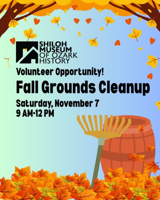 🍂 Embrace the autumn weather 🍁 while doing something good for the Shiloh Museum: volunteer for our Fall Grounds Cleanup! What a great way to experience the native flowers, shrubs, and trees on our grounds that also provide shelter for pollinators, produce for education programs, and historical garden education.

Volunteers will assist the groundskeeper with raking, weeding, and cleanup of Shiloh’s grounds and gardens.
Volunteers aged 13 and older are welcome! This opportunity is great for students and people needing service hours without weekday availability.

Registration is required. Visit the Events section of our website for details.

#ShilohMuseum #Gardening #ArkansasOzarks #FallCleanup